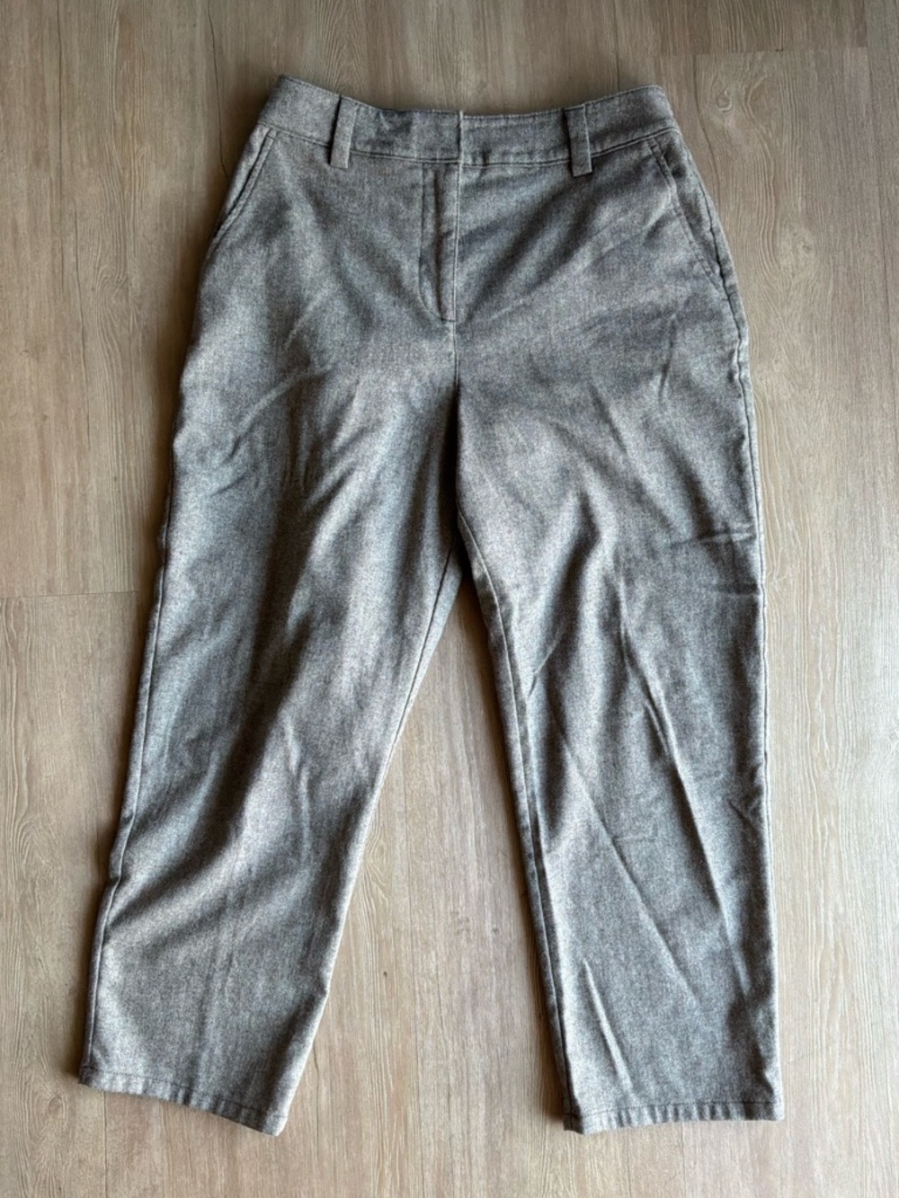 Boden Pants Womens 8 British Tweed Herringbone Tan Wool Blend crop Trousers 6